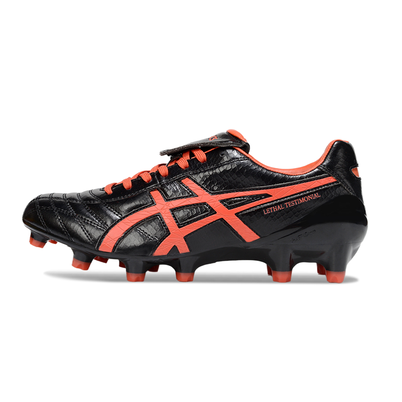 Chuteira Campo Asics Lethal Testimonial 4 FG Preta e Vermelha