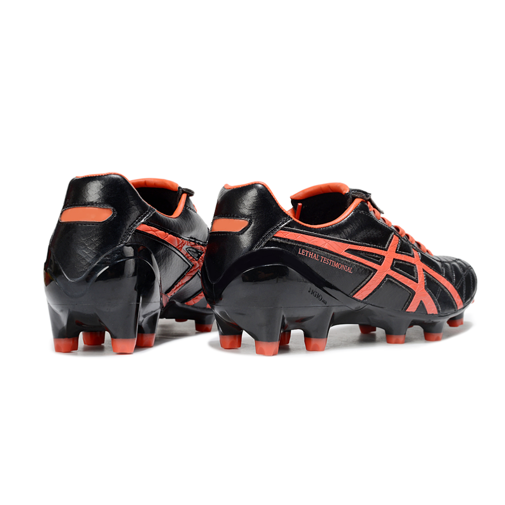 Chuteira Campo Asics Lethal Testimonial 4 FG Preta e Vermelha