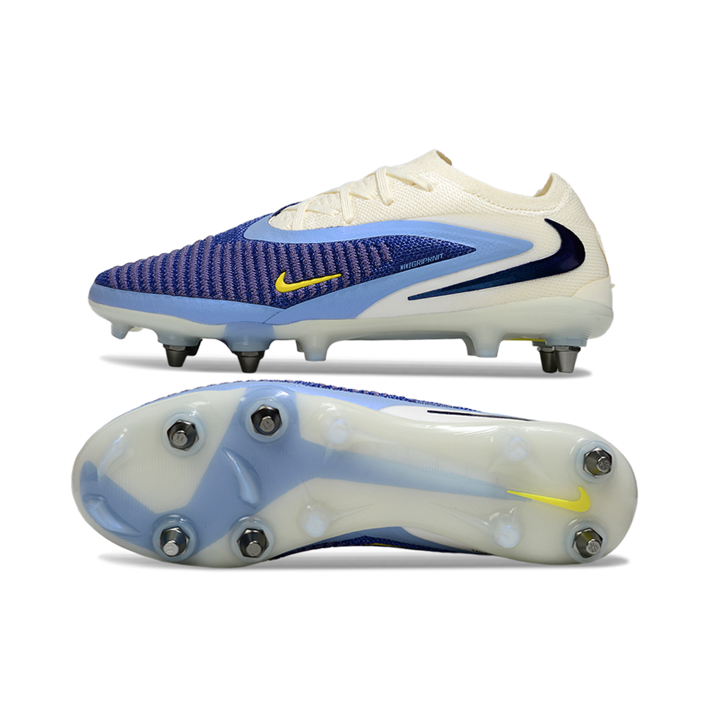 Chuteira Campo Nike Phantom GX 6 Elite Trava Mista Branco e Azul ''Fear Nothing''