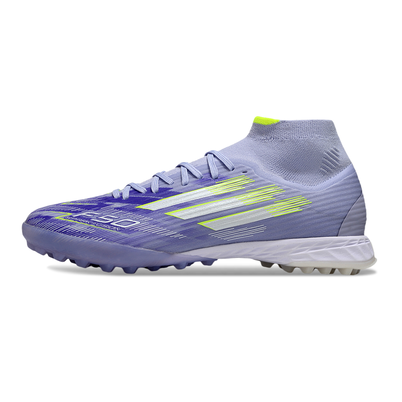 Chuteira Society Adidas F50 Cano Médio TF Roxo e Verde