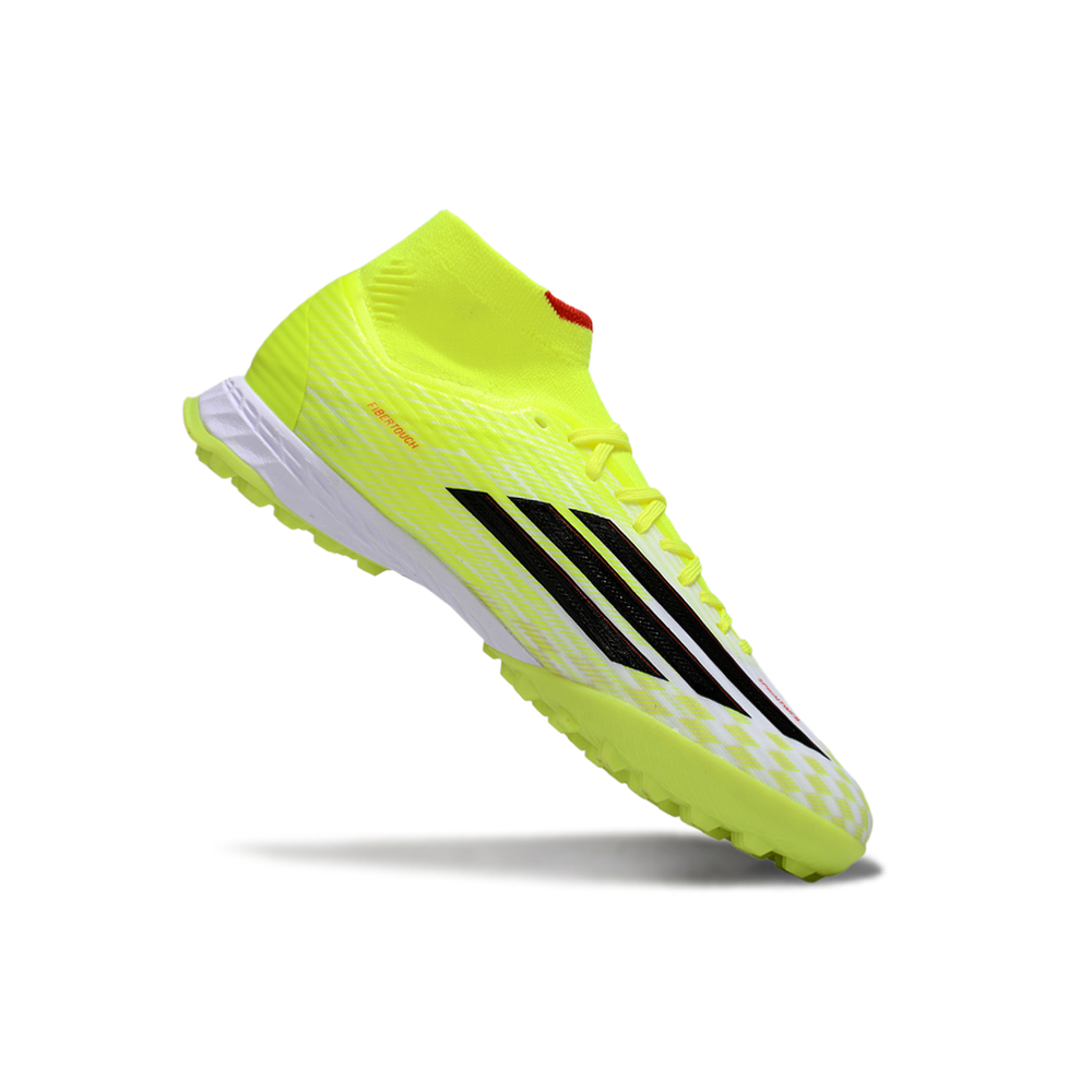 Chuteira Society Adidas F50 Cano Médio TF Verde e Branco