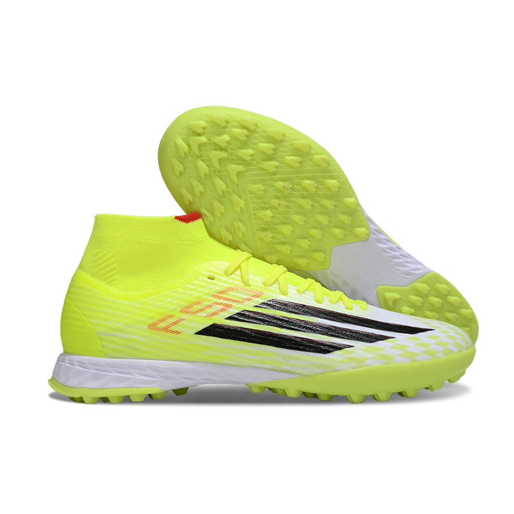 Chuteira Society Adidas F50 Cano Médio TF Verde e Branco