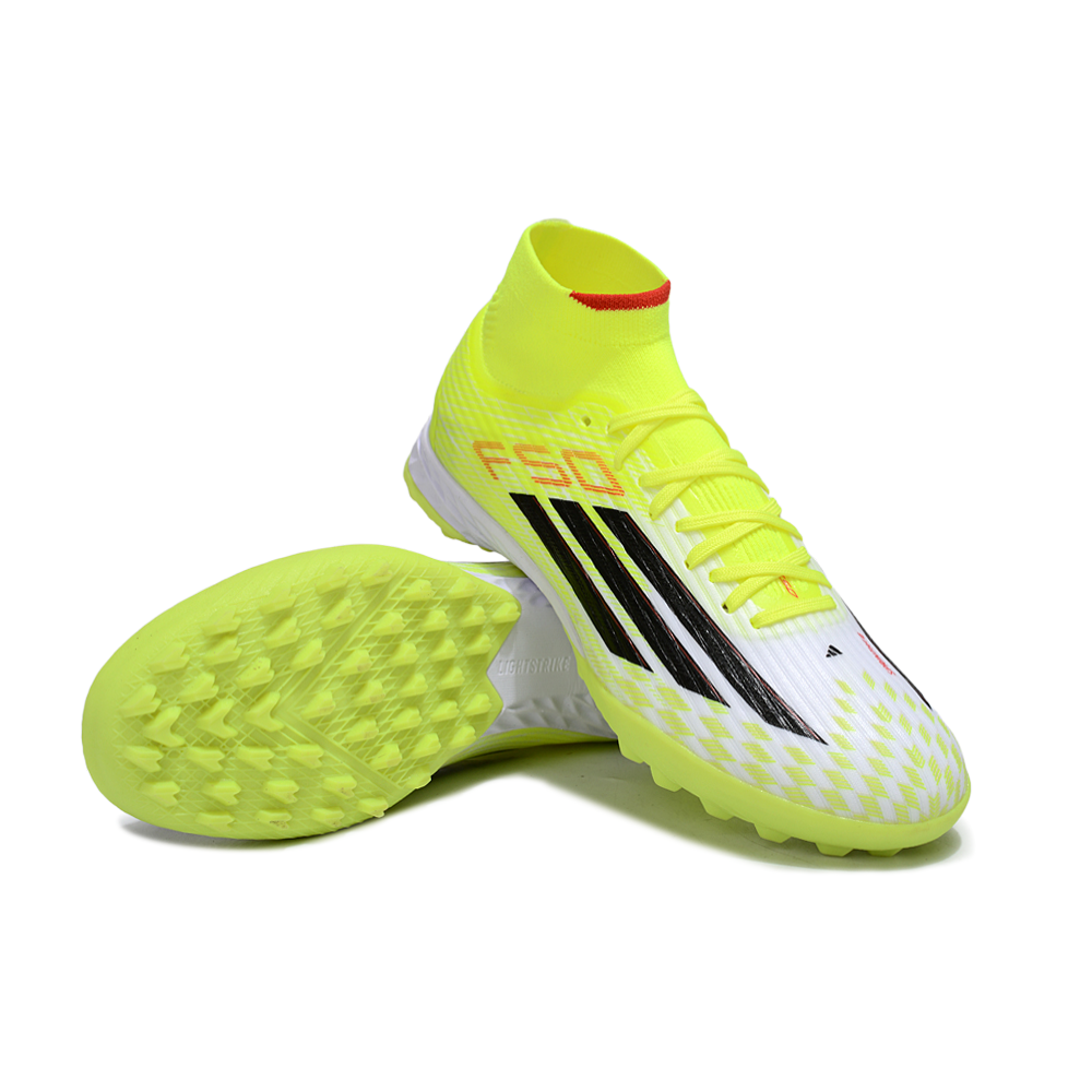 Chuteira Society Adidas F50 Cano Médio TF Verde e Branco
