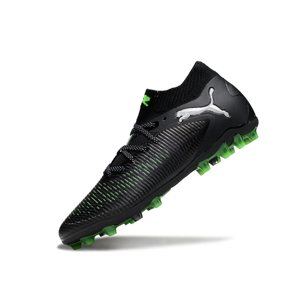 Chuteira Society Puma Future 8 MG Preto e Verde "Eclipse"