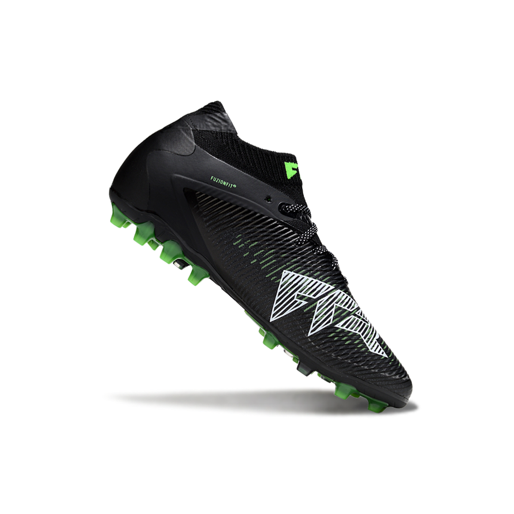 Chuteira Society Puma Future 8 MG Preto e Verde "Eclipse"