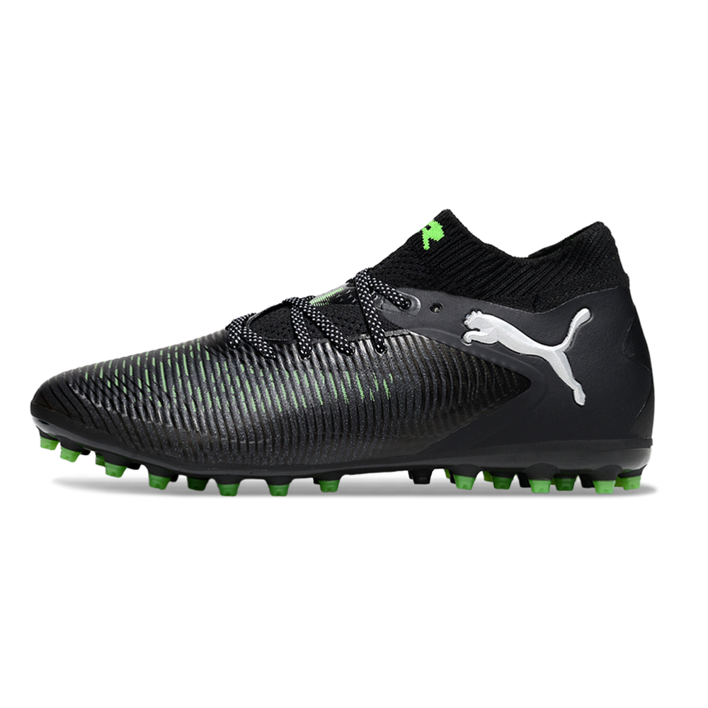 Chuteira Society Puma Future 8 MG Preto e Verde "Eclipse"