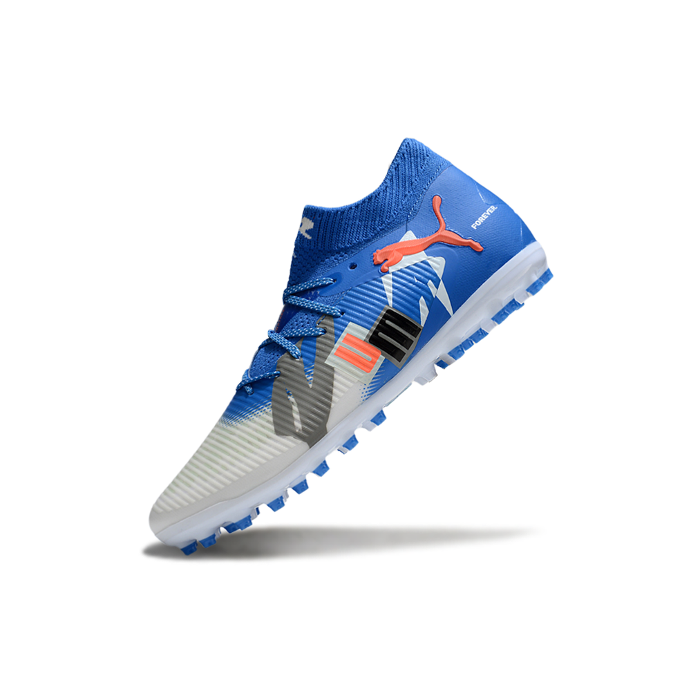 Chuteira Society Puma Future 8 MG Azul e Cinza