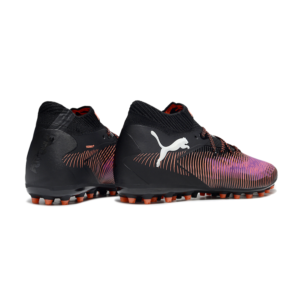 Chuteira Society Puma Future 8 MG Preta, Vermelho e Roxo UNLIMITED