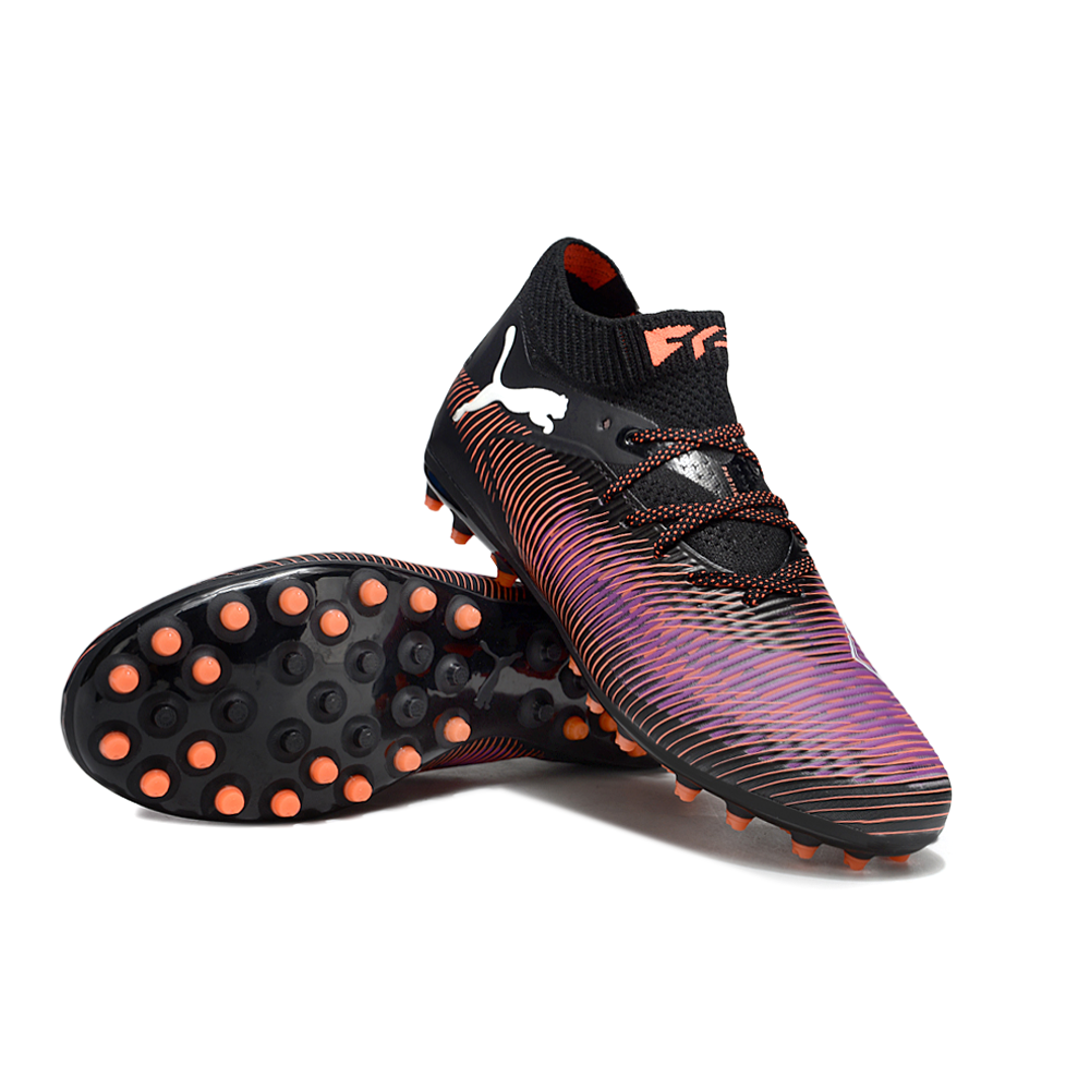 Chuteira Society Puma Future 8 MG Preta, Vermelho e Roxo UNLIMITED