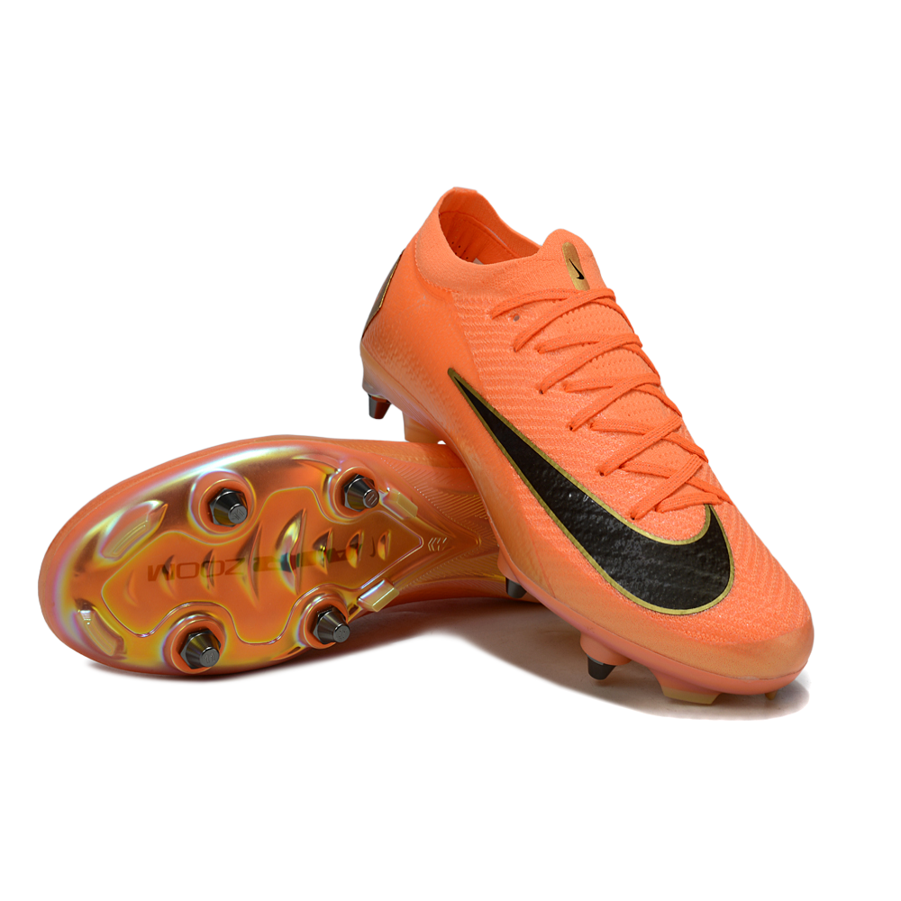 Chuteira Campo Nike Air Zoom Mercurial Vapor 16 Elite Trava Mista Laranja e Preto