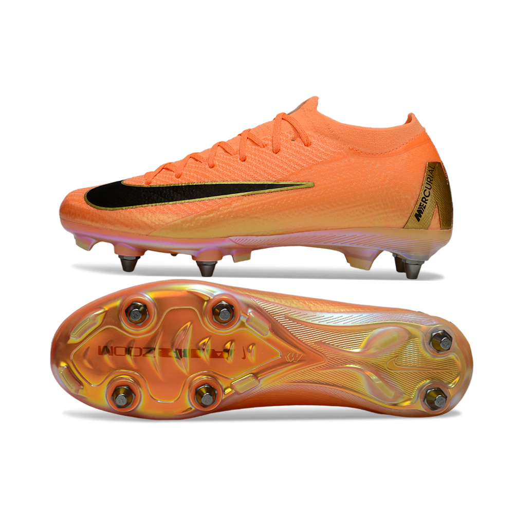 Chuteira Campo Nike Air Zoom Mercurial Vapor 16 Elite Trava Mista Laranja e Preto