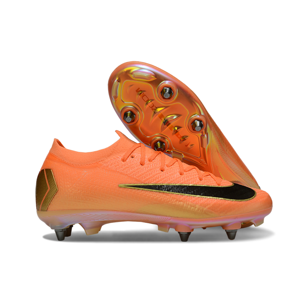 Chuteira Campo Nike Air Zoom Mercurial Vapor 16 Elite Trava Mista Laranja e Preto