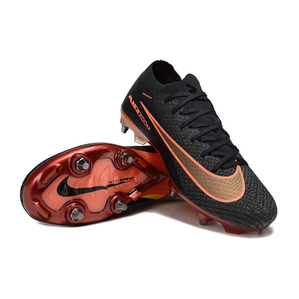 Chuteira Campo Nike Air Zoom Mercurial Vapor 16 Elite Trava Mista Preto e Laranja 