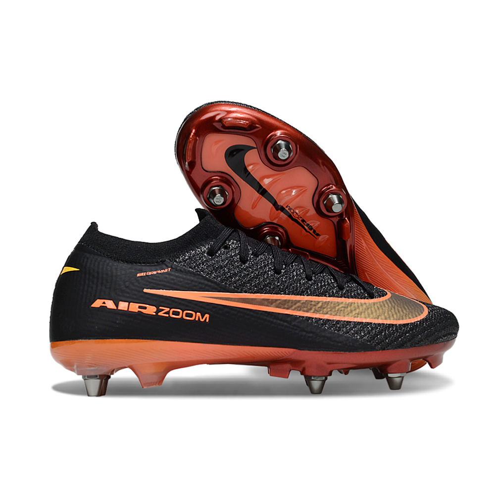 Chuteira Campo Nike Air Zoom Mercurial Vapor 16 Elite Trava Mista Preto e Laranja 