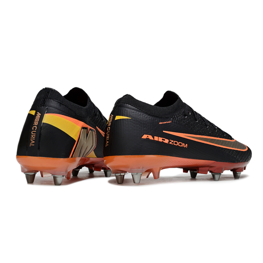 Chuteira Campo Nike Air Zoom Mercurial Vapor 16 Elite Trava Mista Preto e Laranja 