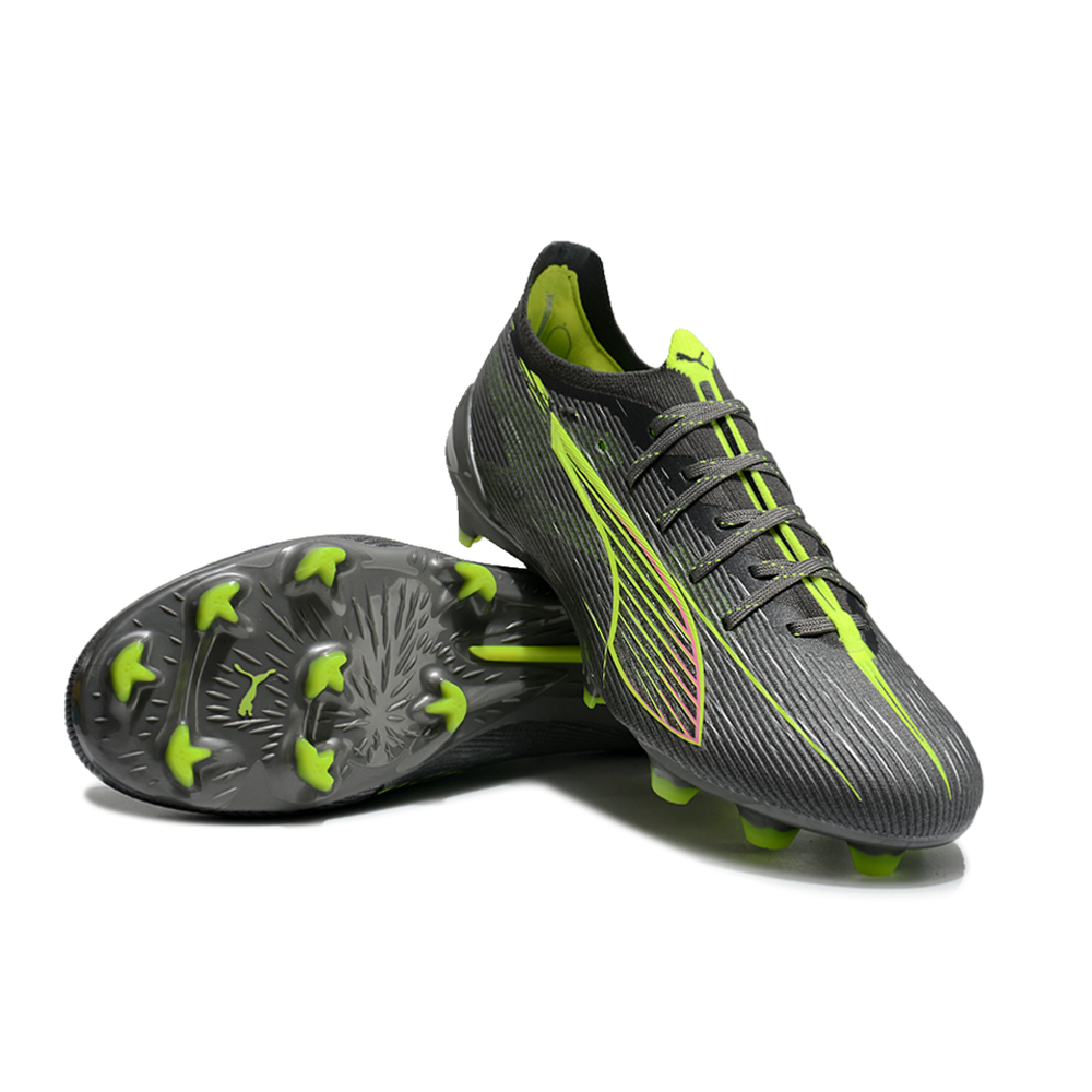 Chuteira Campo Puma Ultra 5 Ultimate FG Cinza e Verde "Audacity Pack"