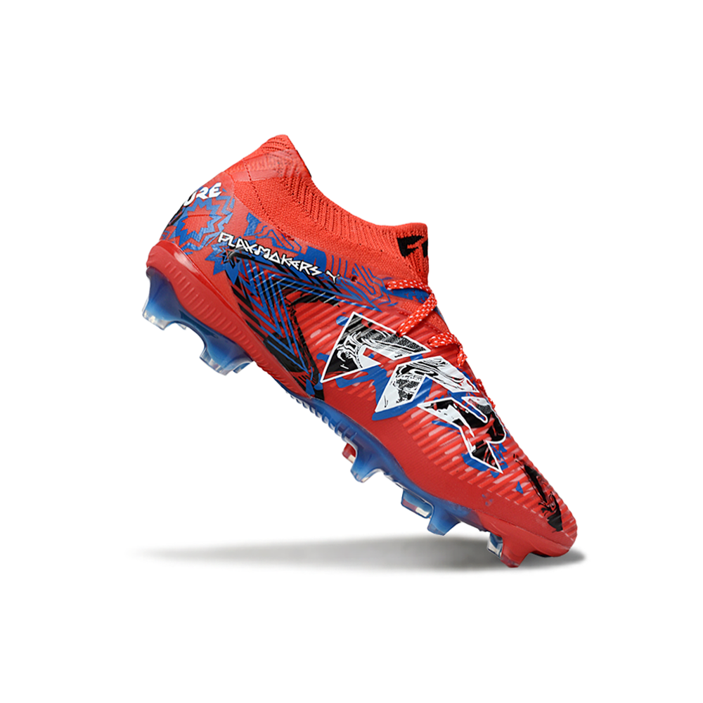 Chuteira Campo Puma Future 8 FG Vermelha e Azul "Playmakers"