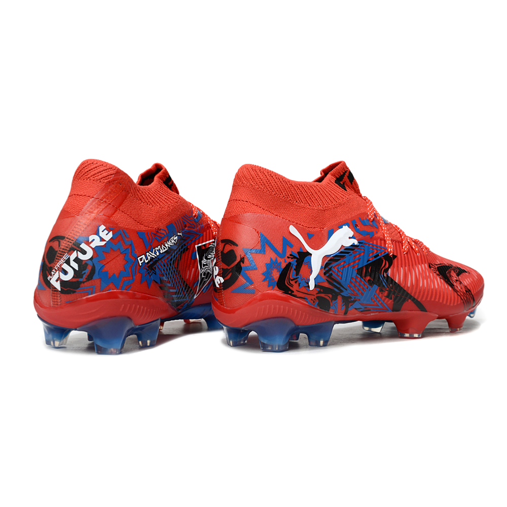Chuteira Campo Puma Future 8 FG Vermelha e Azul "Playmakers"