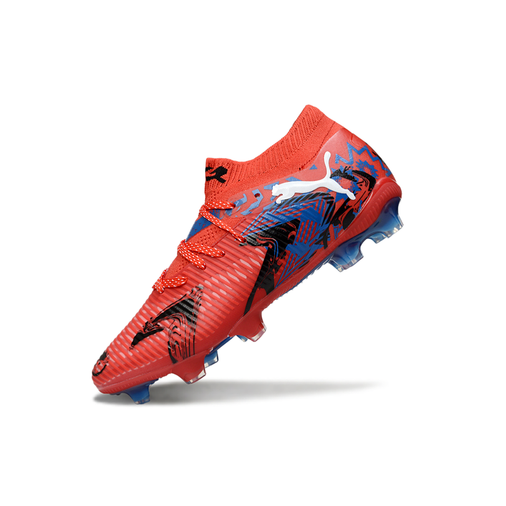 Chuteira Campo Puma Future 8 FG Vermelha e Azul "Playmakers"