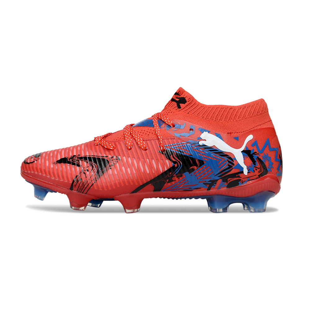 Chuteira Campo Puma Future 8 FG Vermelha e Azul "Playmakers"