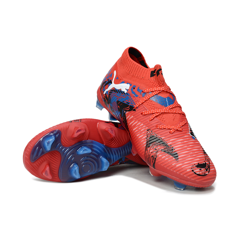Chuteira Campo Puma Future 8 FG Vermelha e Azul "Playmakers"