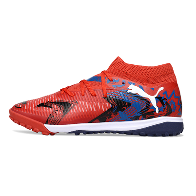 Chuteira Society Puma Future 8 TF Vermelha e Azul "Playmakers"