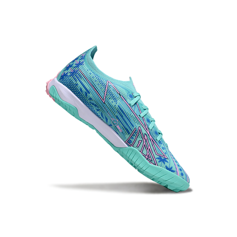 Chuteira Society Puma Ultra 6 Ultimate TF Azul e Rosa "Miami Edition"