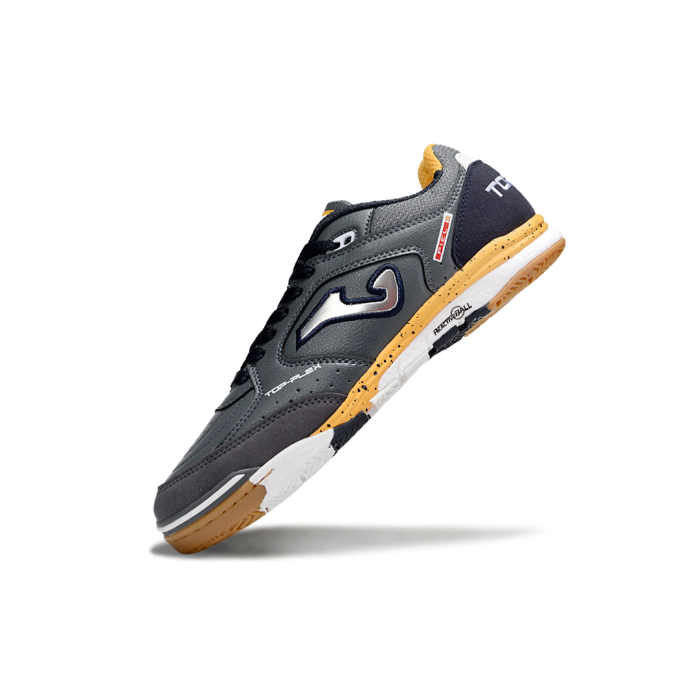 Chuteira Futsal Joma Top Flex Rebound IC Cinza e Preto