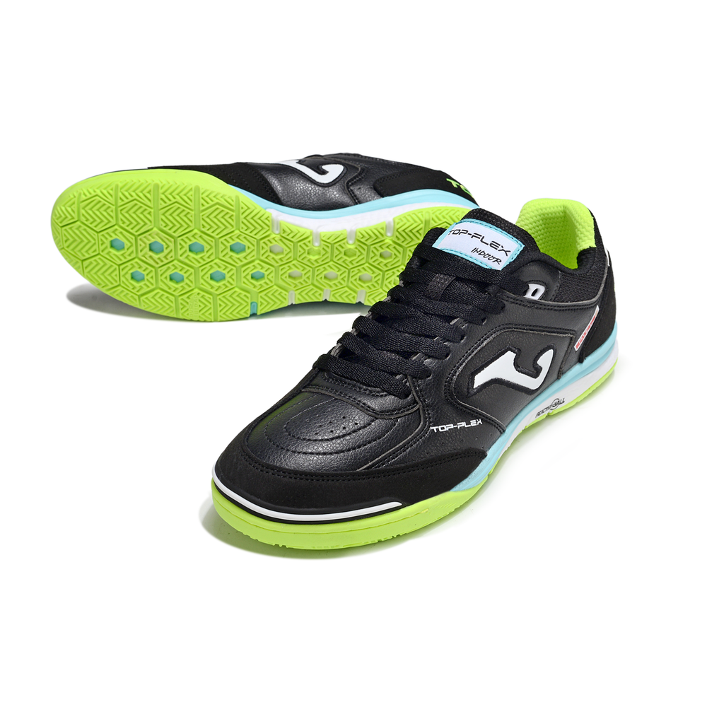 Chuteira Futsal Joma Top Flex Rebound IC Preto, Verde e Azul