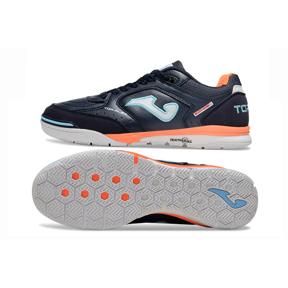 Chuteira Futsal Joma Top Flex Rebound IC Azul e Laranja