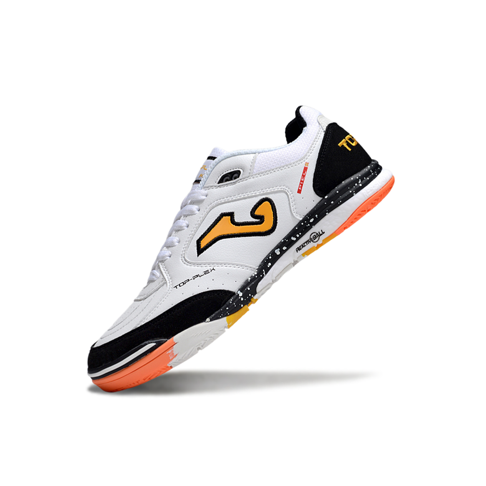 Chuteira Futsal Joma Top Flex Rebound IC Branca, Preta e Amarela