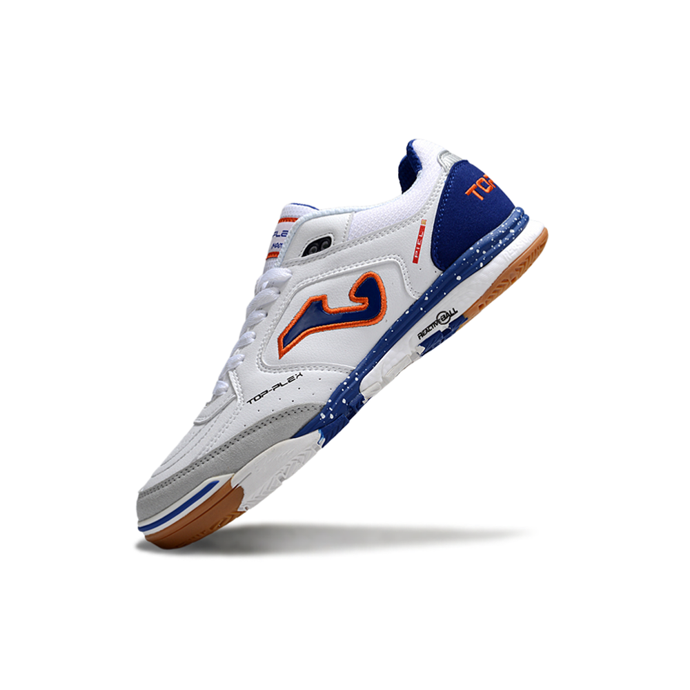 Chuteira Futsal Joma Top Flex Rebound IC Branca e Azul