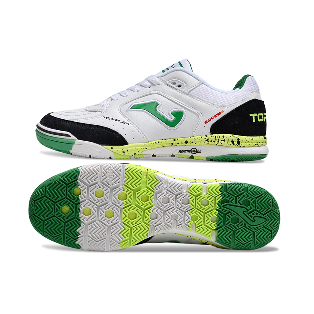 Chuteira Futsal Joma Top Flex Rebound IC Branca, Preta e Verde