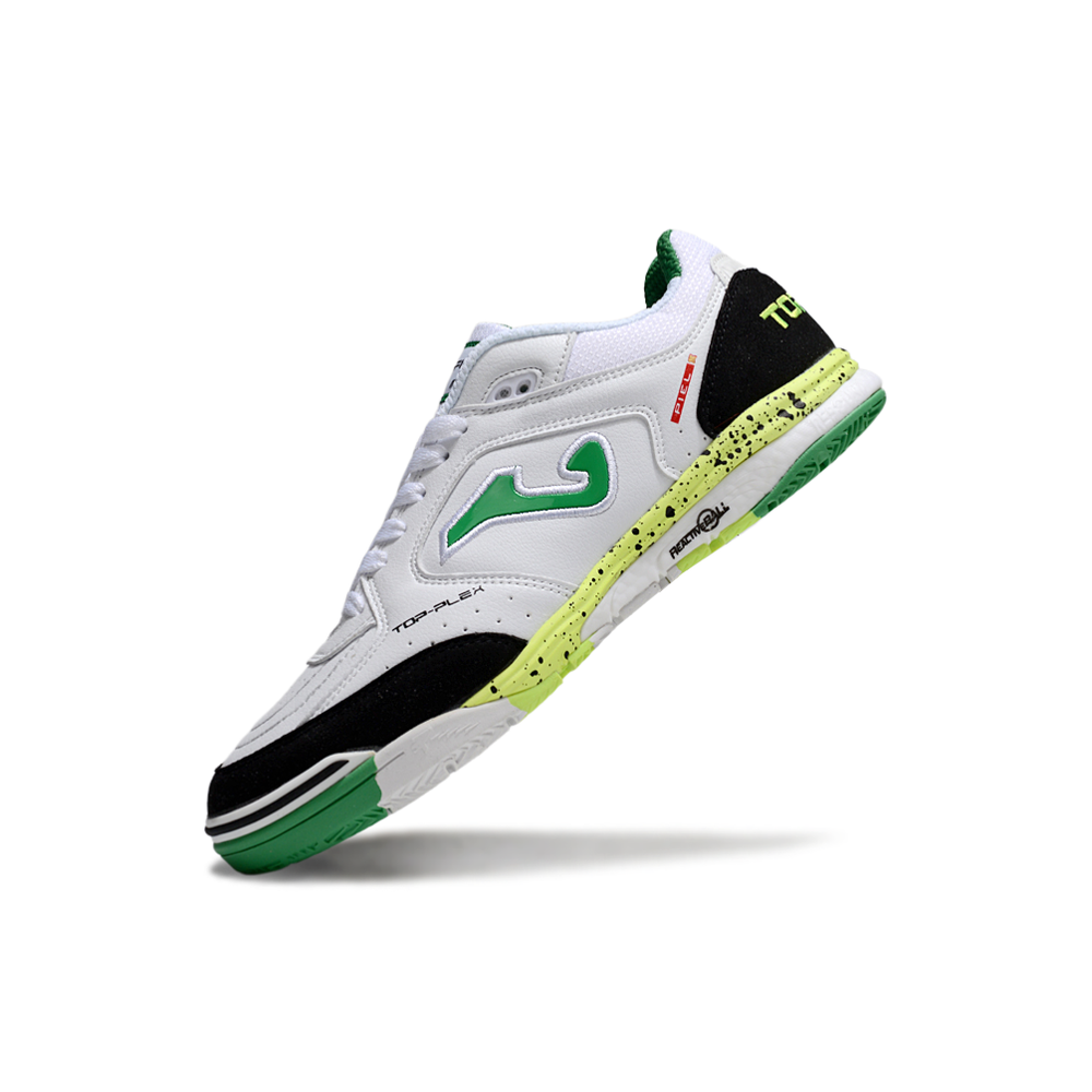 Chuteira Futsal Joma Top Flex Rebound IC Branca, Preta e Verde