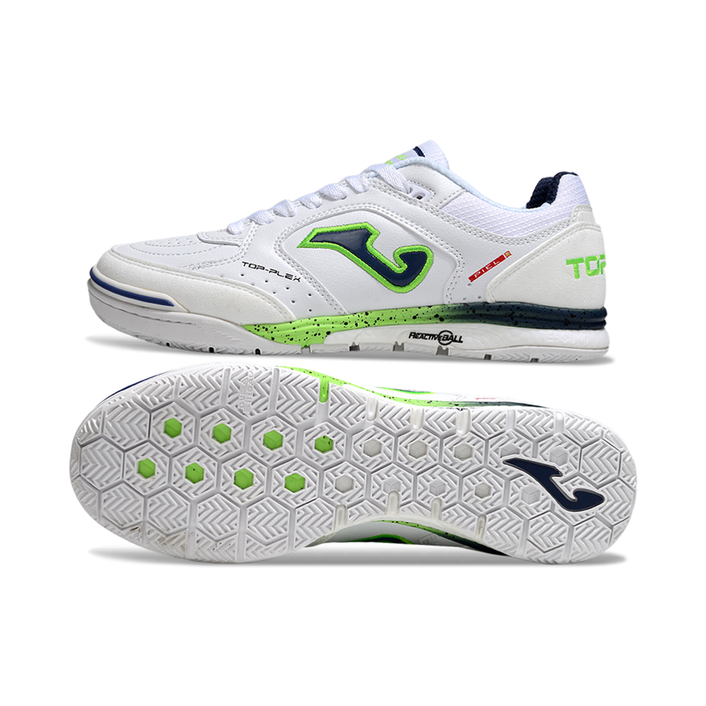 Chuteira Futsal Joma Top Flex Rebound IC Branco, Azul e Verde
