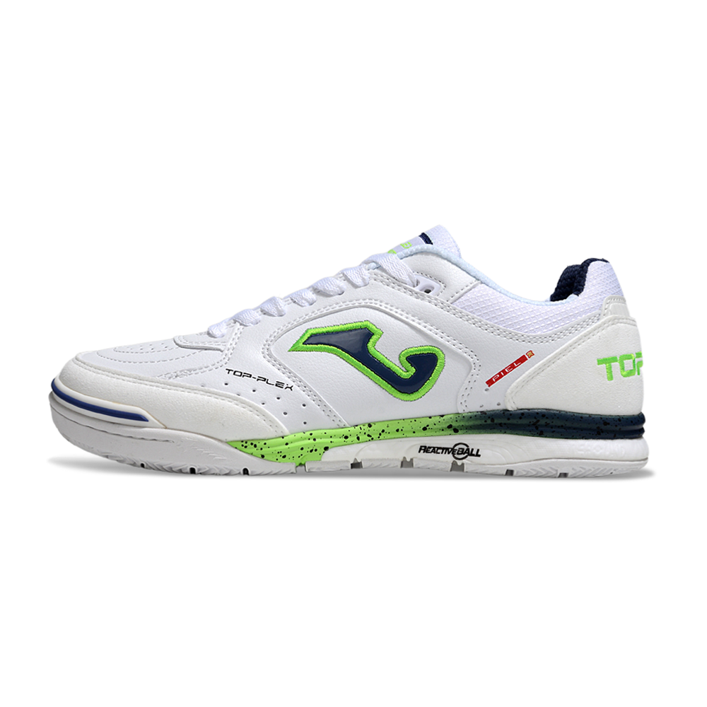 Chuteira Futsal Joma Top Flex Rebound IC Branco, Azul e Verde