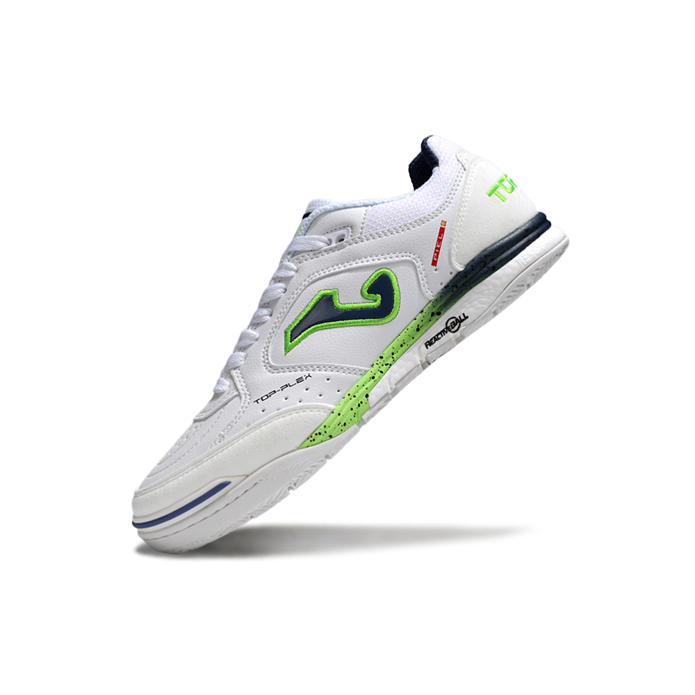 Chuteira Futsal Joma Top Flex Rebound IC Branco, Azul e Verde