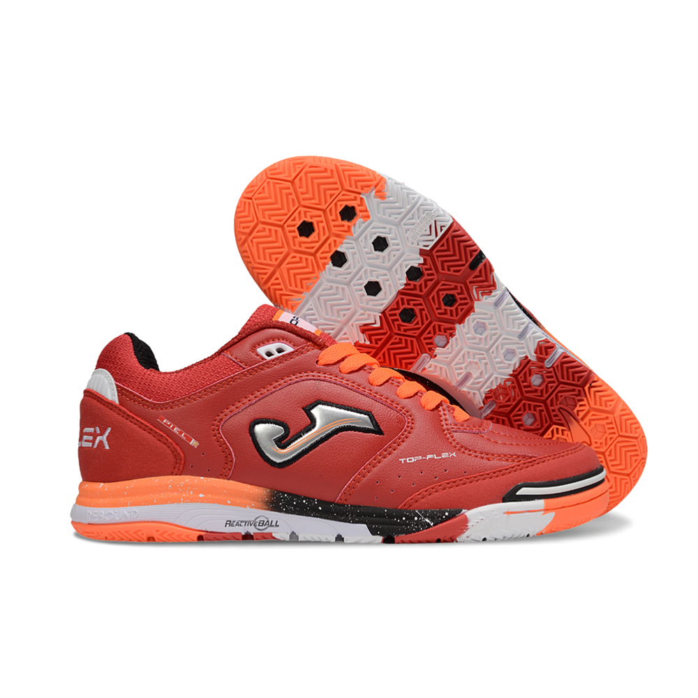 Chuteira Futsal Joma Top Flex Rebound IC Vermelha e Laranja
