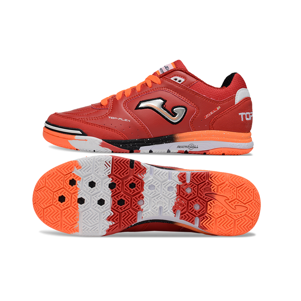 Chuteira Futsal Joma Top Flex Rebound IC Vermelha e Laranja