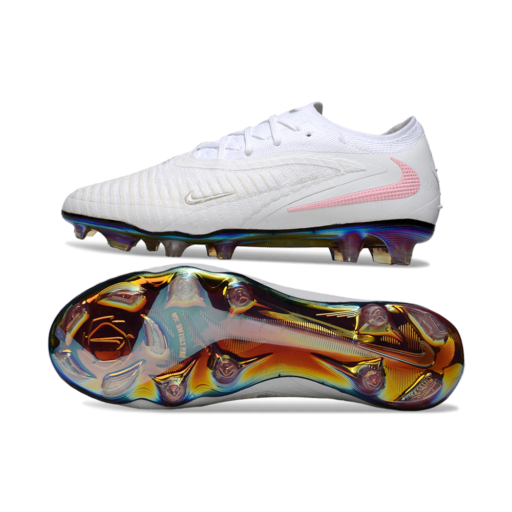 Chuteira Campo Nike Phantom GX 3 Elite FG Branco e Rosa