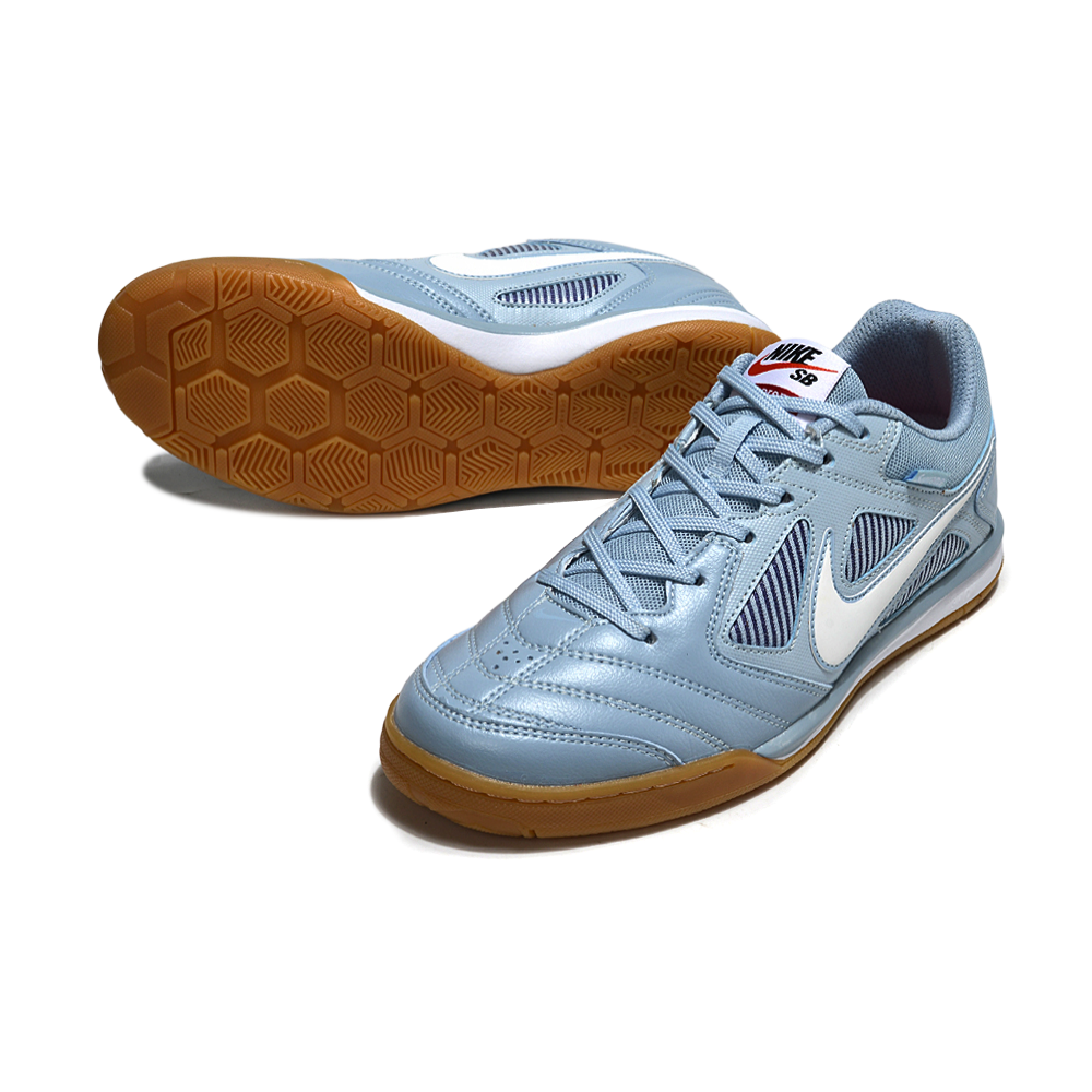 Chuteira Futsal Supreme x Nike SB Gato IC Azul Claro e Branca