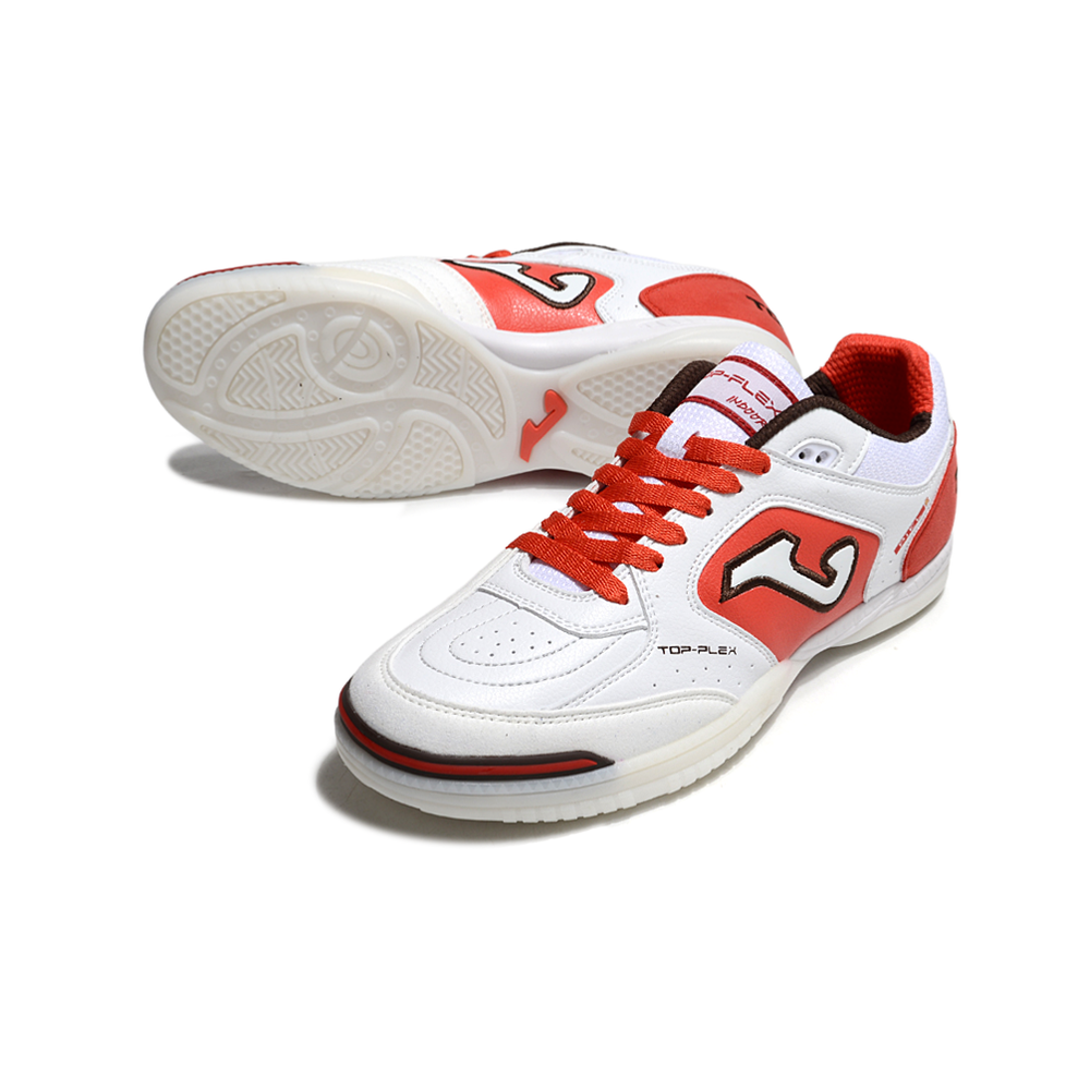 Chuteira Futsal Joma Top Flex Rebound IC Branca, Vermelha e Preto