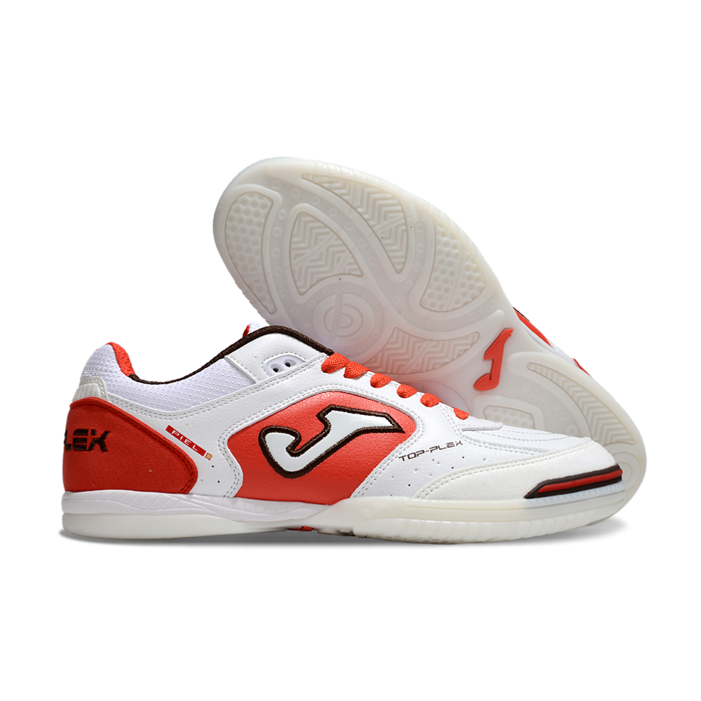 Chuteira Futsal Joma Top Flex Rebound IC Branca, Vermelha e Preto