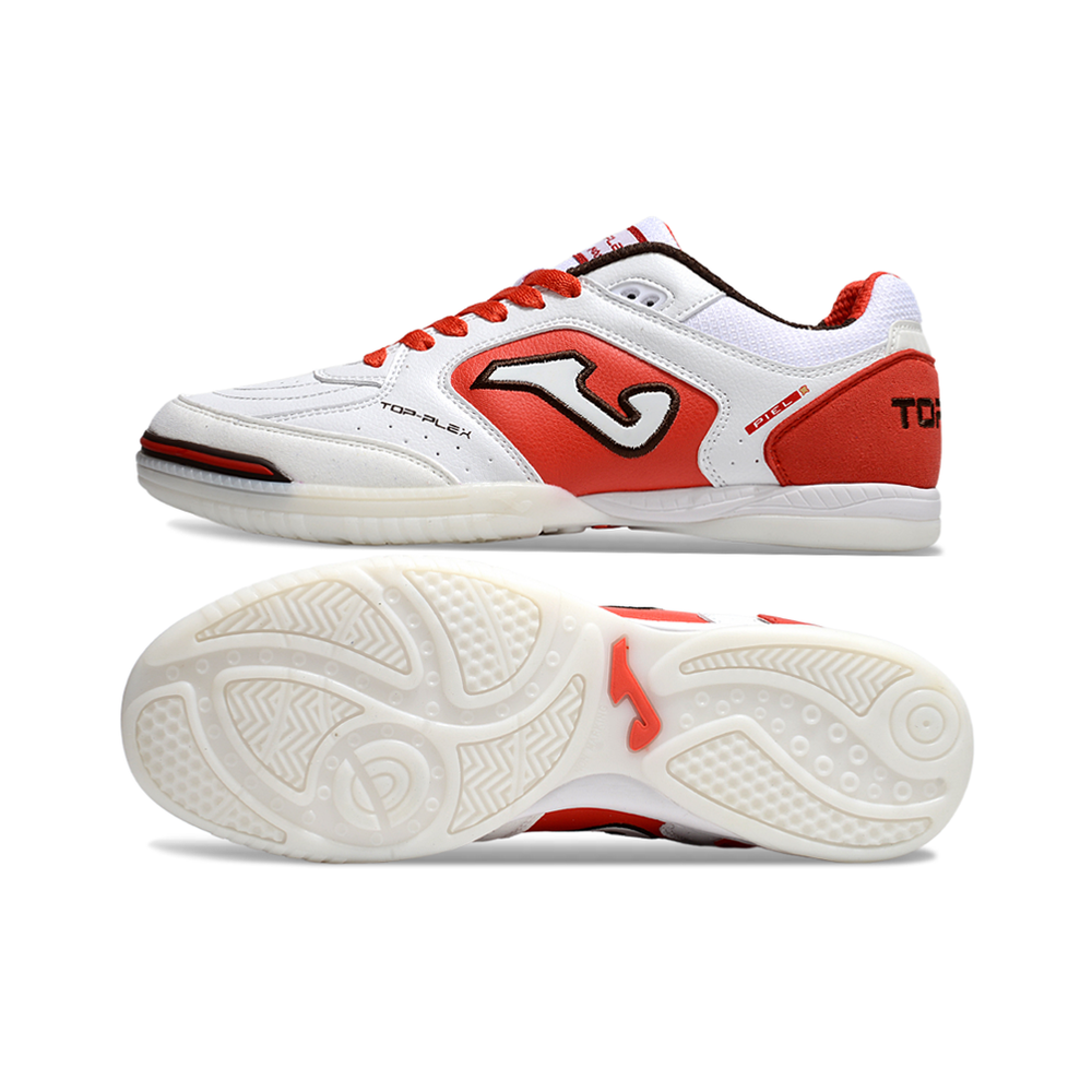 Chuteira Futsal Joma Top Flex Rebound IC Branca, Vermelha e Preto