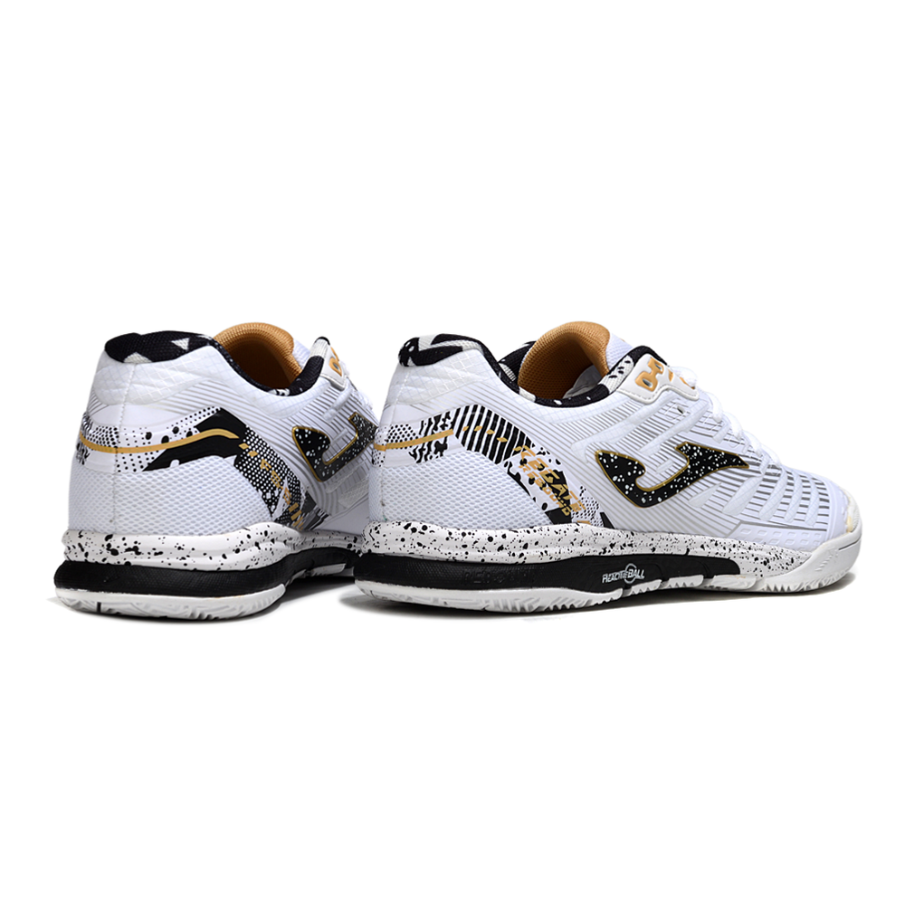 Chuteira Futsal Joma Regate Rebound IC Branca, Preta e Dourada