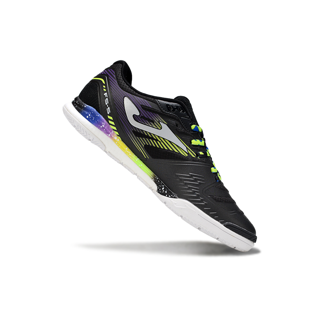 Chuteira Futsal Joma Regate Rebound IC Preta e Colorida