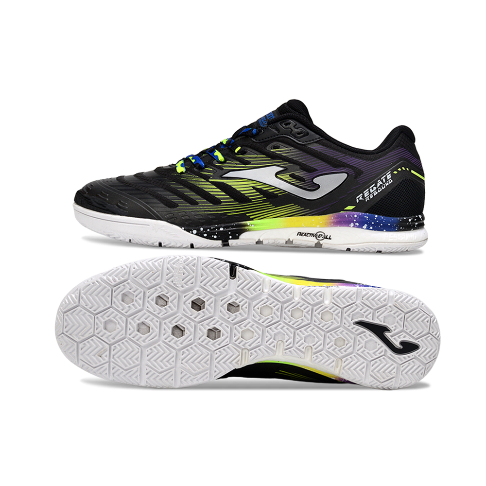 Chuteira Futsal Joma Regate Rebound IC Preta e Colorida