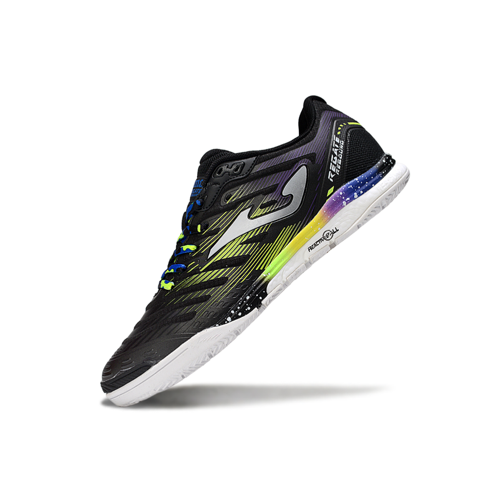 Chuteira Futsal Joma Regate Rebound IC Preta e Colorida