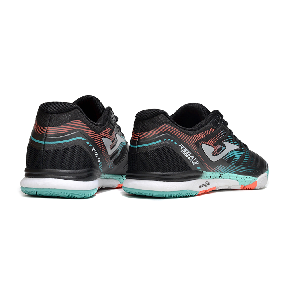 Chuteira Futsal Joma Regate Rebound IC Preta, Verde e Laranja