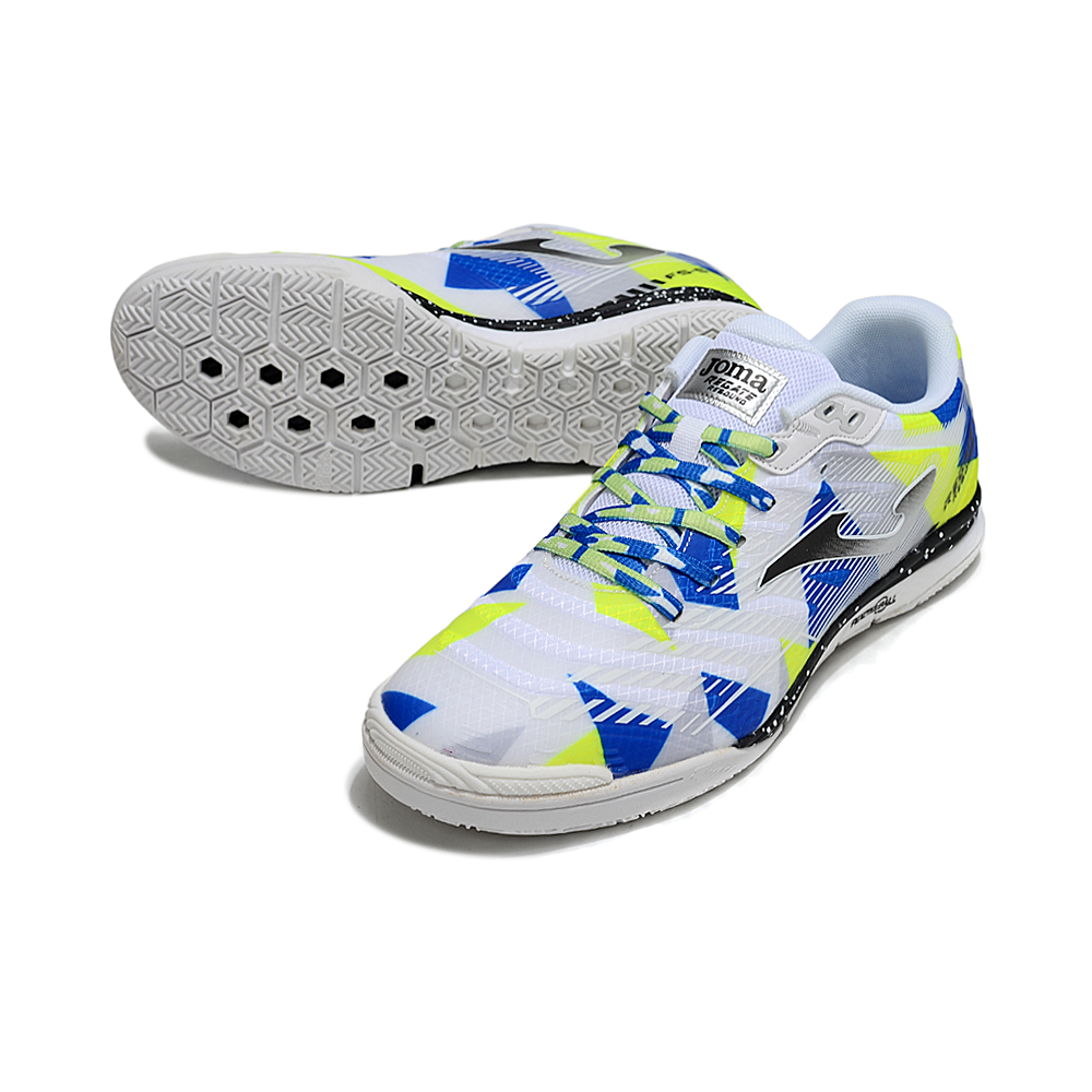 Chuteira Futsal Joma Regate Rebound IC Branca, Azul e Verde
